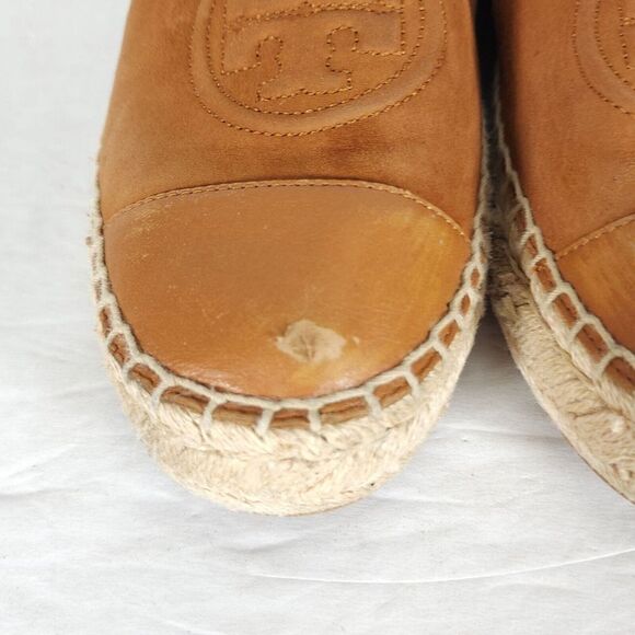 Tory Burch Women's US 7,5M Brown Leather Suede Flats Slip-On Espadrilles Shoes - Picture 12 of 16